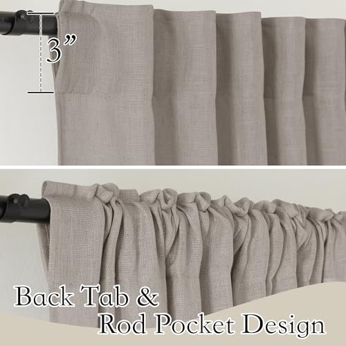Farmhouse Boho Linen Sheer Curtains 90 inches Long for Living Room (Birch Brown / 52"W x 90"L (Pack of 2))