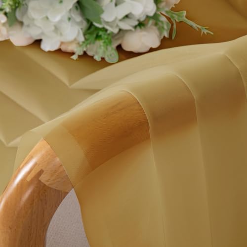 Gold Sheer Curtains 54 Inches Long 2 Panels (Gold / 42"W x 54"L (Pack of 2))