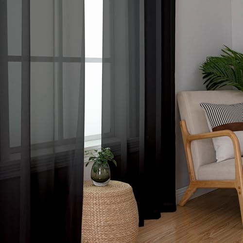 Black Sheer Curtains 120 Inches Long (Black / 59"W x 120"L (Pack of 2))