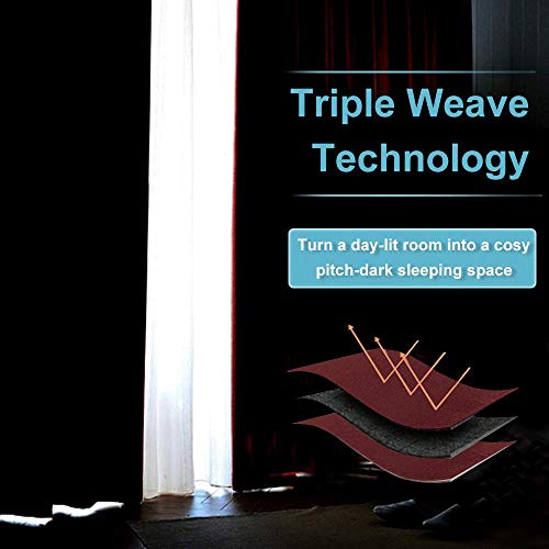 Cafe Blackout Curtains 24 inch Length for RV Camper Kitchen Window (Burgundy Red / 42"W x 24"L (Pack of 2))
