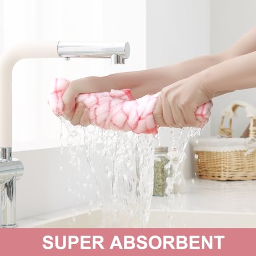 Large Premium Cotton Kitchen Towels 16"x 28" (Pink / 16" X 28" - 12 Pack)