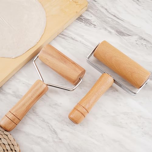 Stainless Steel & Beechwood Rolling Pin with Adjustable Thickness (T)