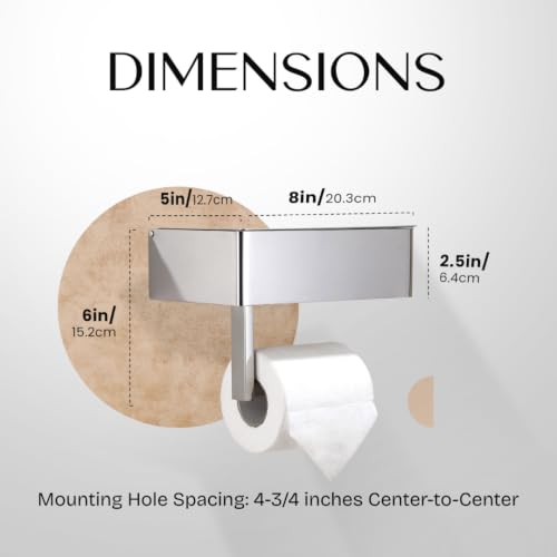 Day Moon™ Toilet Paper Holder with Shelf (Polished Chrome)