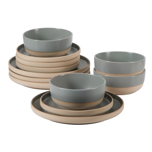 Plates and Bowls Set (Service for 4 (12pcs) / Grey (Bluegrass Valley))