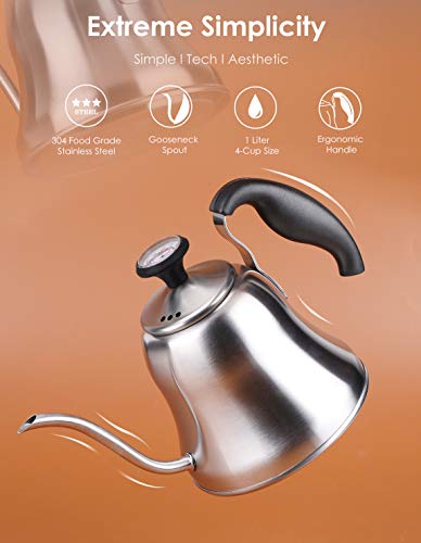 Tea Kettle with Thermometer (Brushed Silver（with Thermometer）)