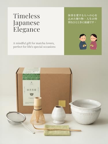 Matcha Set with Handmade Ceramic Bowl & Bamboo Whisk (Pearl Gray)