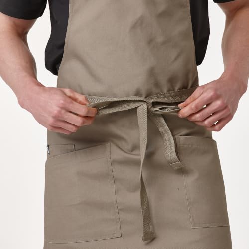 Chef Men Canvas Waterproof Apron Pocket 4251GB (1 Pack / Dark Khaki)
