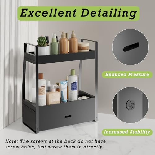 2 Tier Bathroom Organizer Countertop (Black)