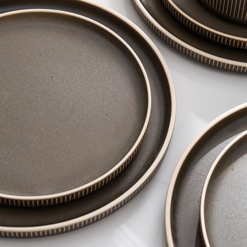 Stoneware Dinnerware Sets for 4 (Matte Green / 4-Set(12pcs))