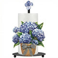 Blue Hydrangea Paper Towel Holder Summer Hydrangea Kitchen Decor Metal Flowers Paper Towel Holder Stand with Round Base for Summer Kitchen Bathroom Countertop Toilet Accessories (Hydrangea)