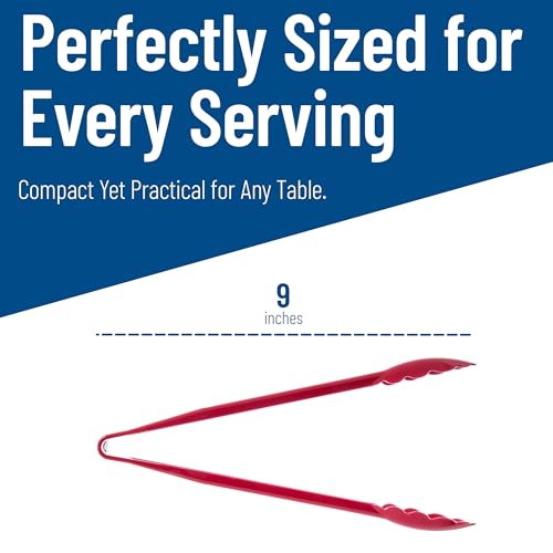 Carly Tongs Plastic Serving Tongs (9" Utility Tong / 12 Pack / Red)