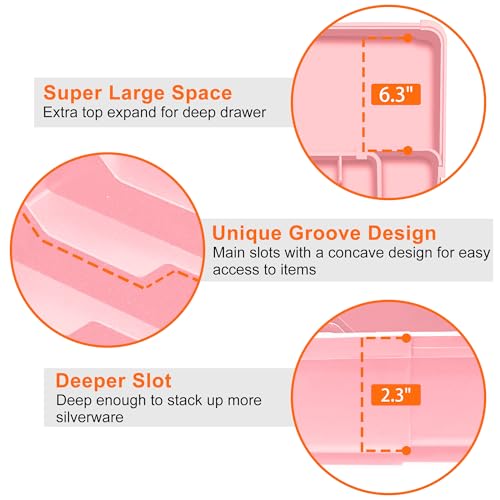 Expandable Silverware Drawer Organizer (Pink / M(9.5-15.2"W x 12.6-19"D))