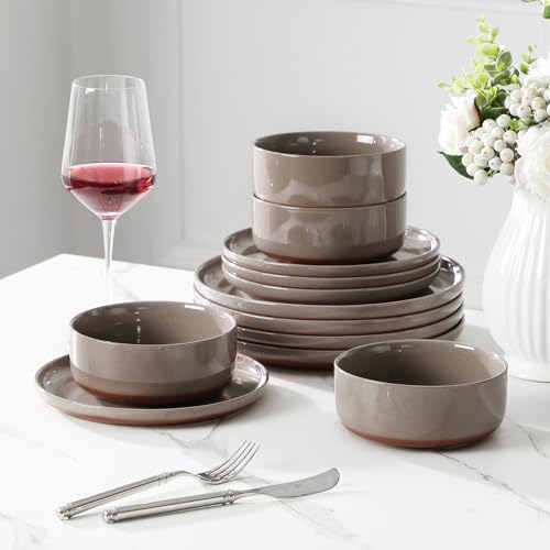 Plates and Bowls Sets (12 Pcs (Service for 4) / Brown)