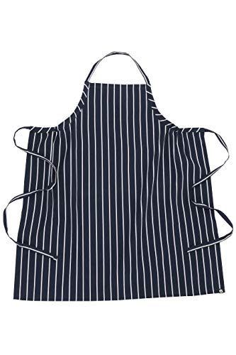 Unisex English Chef Apron (Navy W/ Chalk Stripe)