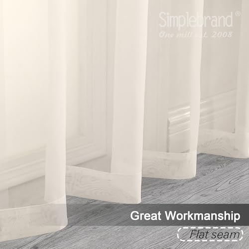 Cream Sheer Curtains 63 Inch Length 2 Panels (Cream / 42"W x 63"L (Pack of 2))