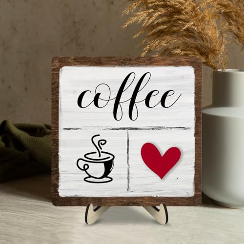 Vintage Coffee Bar Decor Sign (White&Brown7 / 5.9 x 5.9 x 0.32 inches)