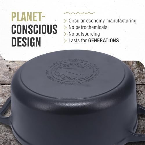 7 Quart Cast Iron Dutch Oven with Lid and Dual Loop Handles (7QT)