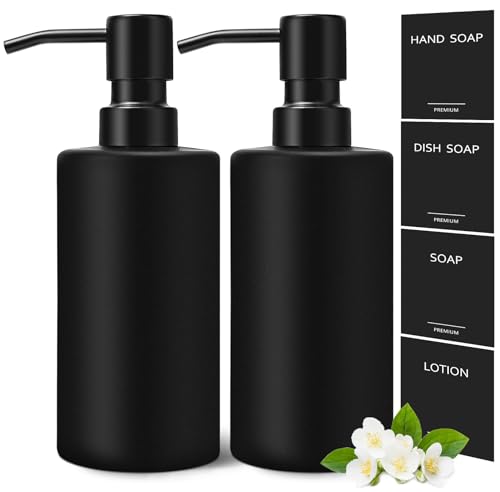 Black Soap Dispenser (Black Bottle + Black Pump / 2 Pack - 12oz)