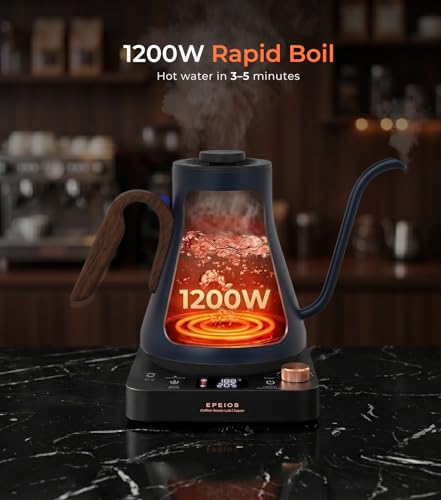 Gooseneck Electric Kettle 1°F Temperature Control (Navy Blue)