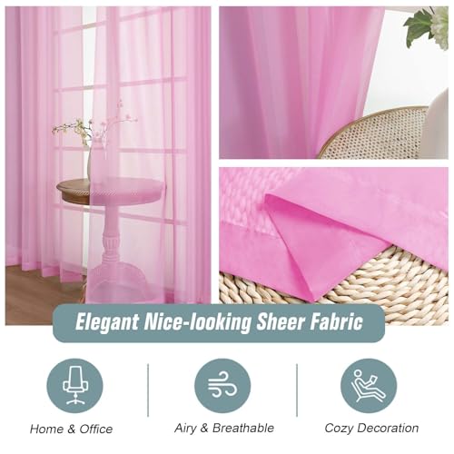 Light Pink Sheer Curtains 90 Inches Long 2 Panels (42"W x 90"L (Pack of 2) / Light Pink)