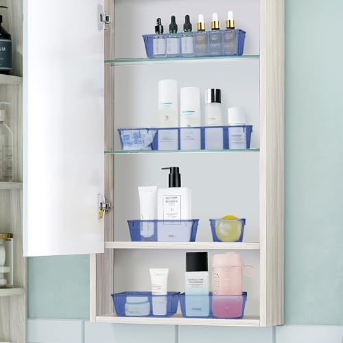 25 PCS Plastic Drawer Organizer Set (Clear Dark Blue)