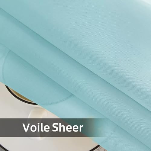 Solid Sheer Rod Pocket Curtain Voile Draperies 2 Panels White Beige Black Grey Ivory 52 Inch Width 96 Inch Long 1 Pair for Kitchen Bedroom Children Living Room Yard (Sky Blue / 52"W x 96"L (Pack of 2))