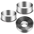 9 Pieces Stainless Steel Cookie Cutter Set Biscuit Plain Edge Round Cutters Metal Ring Baking Molds (9 Sizes Plain Edge)