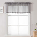Charcoal Grey Sheer Valances for Windows 18 Inch Length 2 Pcs (Charcoal Grey / 42"W x 18"L (Pack of 2))