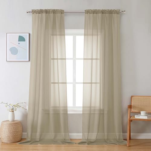 Taupe Sheer Curtains 120 Inches Long (Taupe / 42"W x 120"L (Pack of 2))