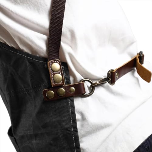 Chef & BBQ Apron for Men Waxed Canvas Workwear with Pockets (Black)
