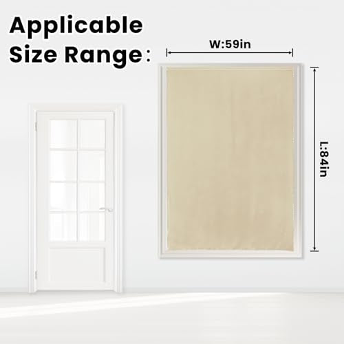 Self Adhesive Portable Blackout Curtains for Bedroom Easy to Install Window Thermal Lnsulated Kitchen Room Darkening Small Window Curtains (59"W x 84"L (Pack of 1) / Beige)