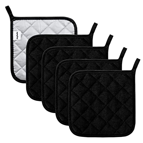 5 Pack Pot Holders for Kitchen Clearance (Black / Pot Holders)