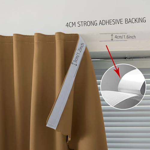 Self Adhesive Curtains (47"W x 96"L (Pack of 1) / Brown)