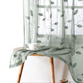 Sage Green Sheer Curtains Leaf Embroidered (52"W x 63"L (Pack of 2) / 1-sage Green)