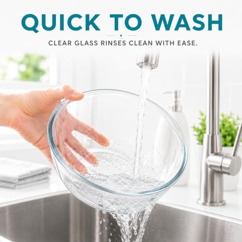 Glass Mixing Bowls with Lids Set (3 Pack Clear Blue)