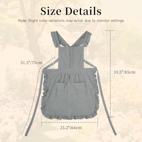 Vintage Ruffle Apron for Women (Grey)