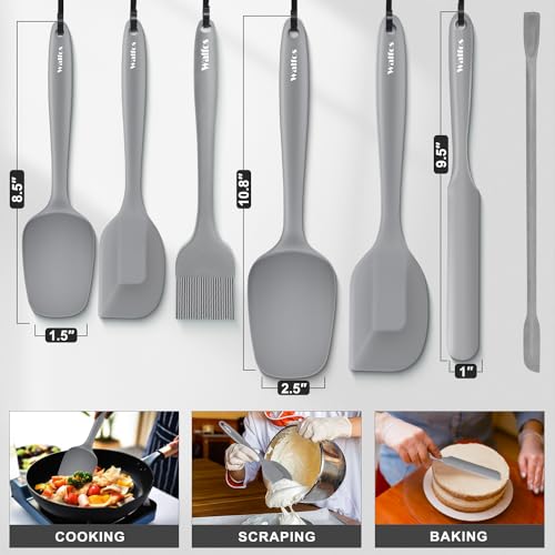 Silicone Spatula Set (Gray / 7 pieces Scraper Spatulas 600°F)