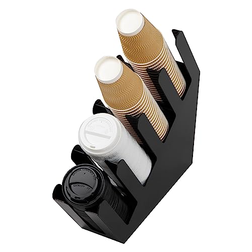 Cup and Lid Dispenser (Black Acrylic / 4 Compartment)