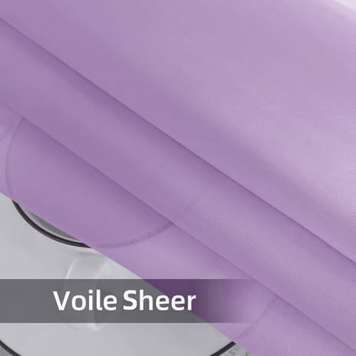 Solid Sheer Rod Pocket Curtain Voile Draperies 2 Panels White Beige Black Grey Coffee 52 Inch Width 108 Inch Long 1 Pair for Kitchen Bedroom Children Living Room Yard (Lavender / 52"W x 108"L (Pack of 2))