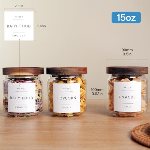 6 Set Glass Pantry Storage Jars with Acacia Airtight Lid (15 oz (6 pcs))