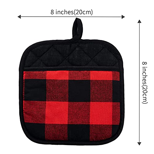 4 Pack Pot Holders for Kitchen Clearance (Black&red / 4 pack)