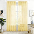 Check Sheer Curtains 108 Inches Long for Living Room (Check - Yellow / 52"W x 108"L (Pack of 2))