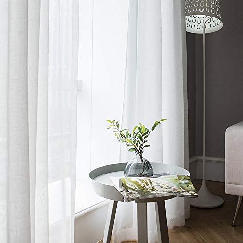 White Window Sheer Curtains 2 Panels Width 38 x Length 72 Inches (White / 38"W x 72"L (Pack of 2))