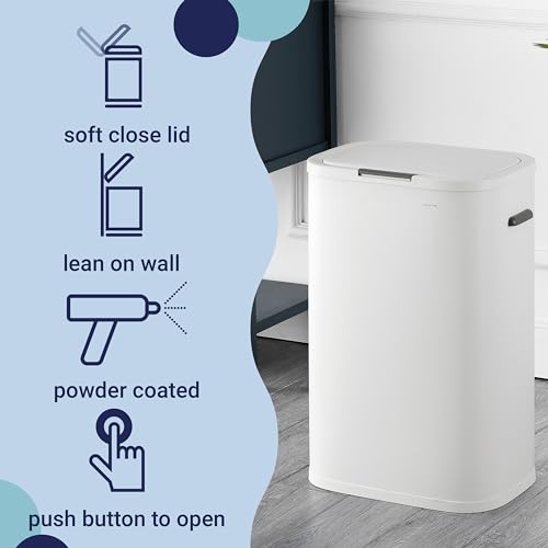 Tammi 14.5 Gal Slim Push Button Trash Can (Cotton White)