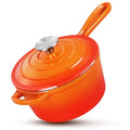 2 QT Cast Iron Saucepan (Orange / 2 Quarts)