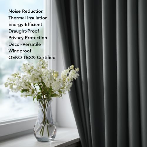 Blackout Curtains for Bedroom (Dark Grey / 42"W x 63"L (Pack of 2))