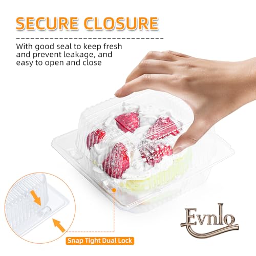 50 Count Heavy Duty Clear Clamshell Food Containers Hinged with Lids (50Pcs Clear Cupcake Containers)