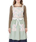 Vintage Aprons for Women with Pockets Cute Pinafore Apron Dress for Kitchen Cooking Baking Gardening (Floral Light Green and White)