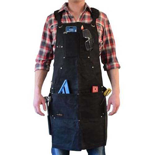 ecoZen Waxed Canvas Welding Apron with Kevlar Thread (Black Kevlar)