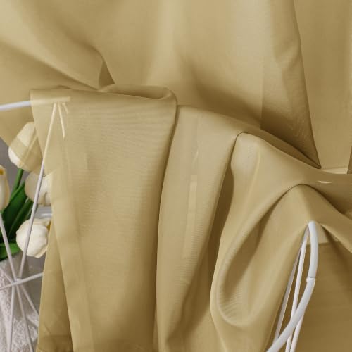 Gold Sheer Curtains 108 Inches Long 2 Panels Set for Bedroom Living Room (59"W x 108"L (Pack of 2) / Gold)